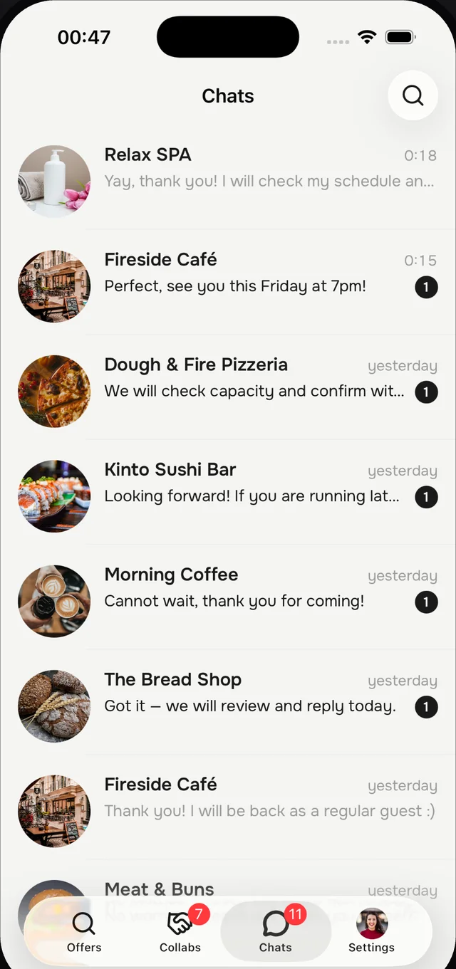 goesti. app: a blogger's chats with venues